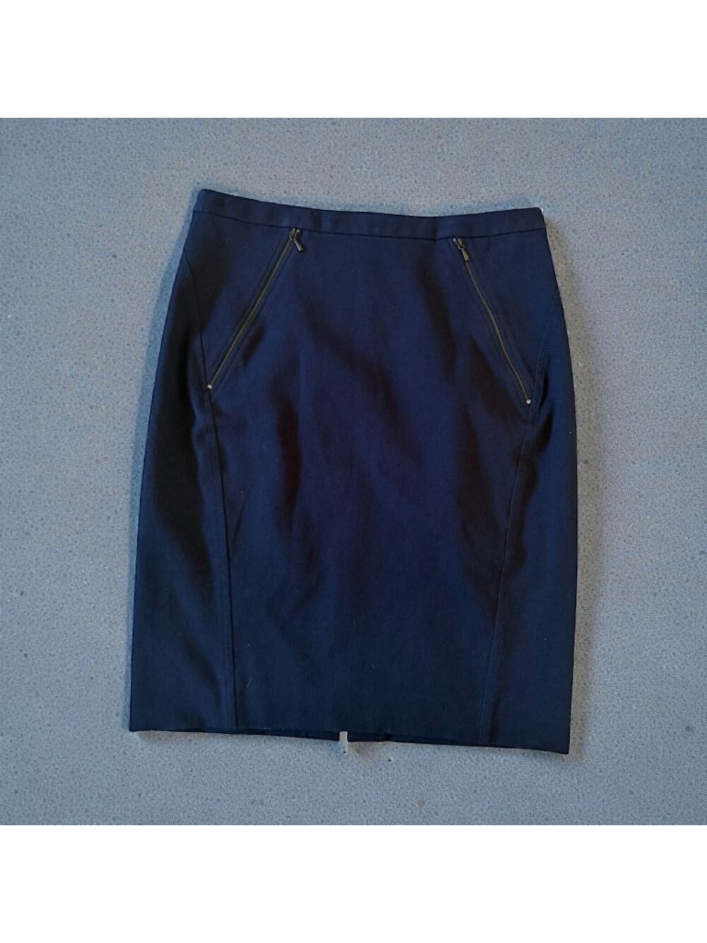 ELIE TAHARI Navy Blue Zip Pocket Pencil Skirt Size US 2